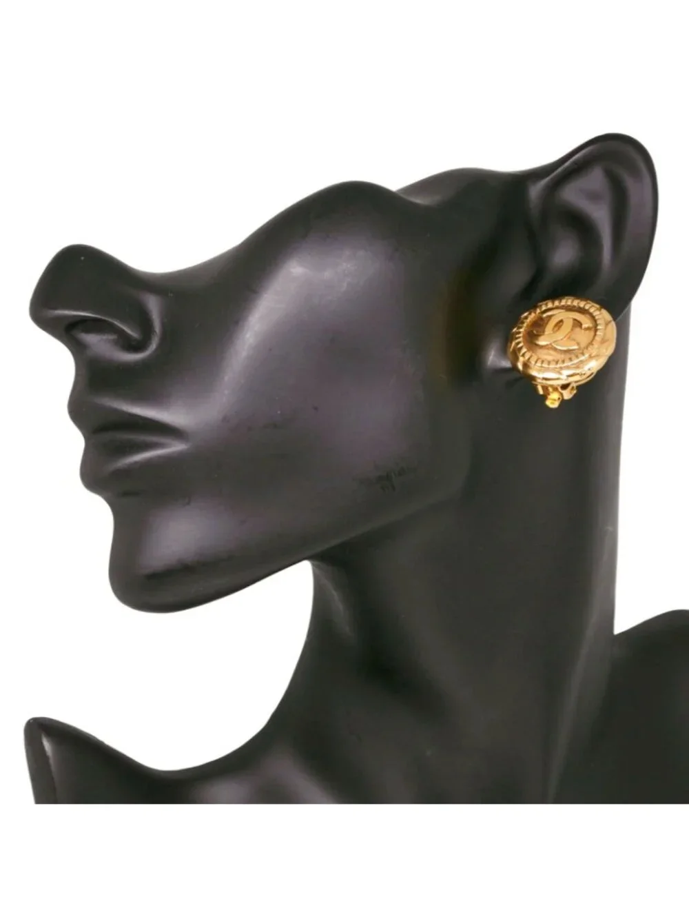 Chanel CC Logo Vintage Gold Plated Earrings